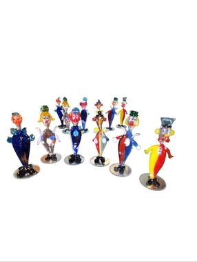 🔥NIB Murano Glass Collectible Mini Clown Figurine Multicolor Original Box VTG
